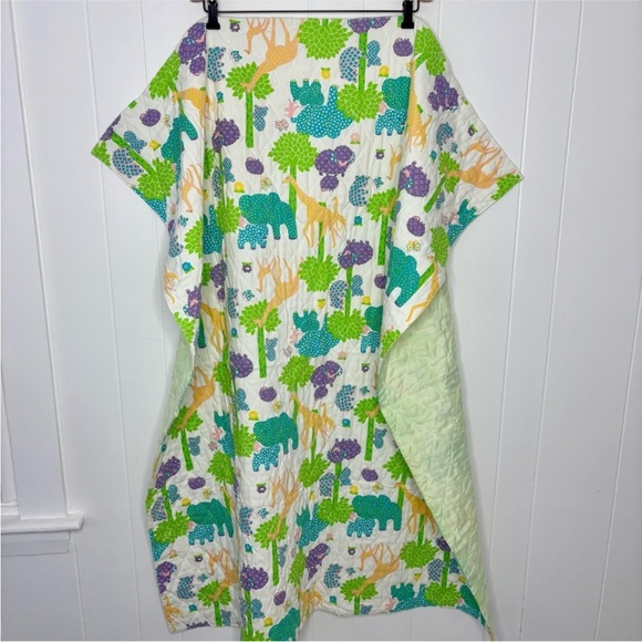 Vintage 70’s Baby Blanket Mommy Babies Elephants Giraffes Pastel Colors Jungle - Picture 3 of 8